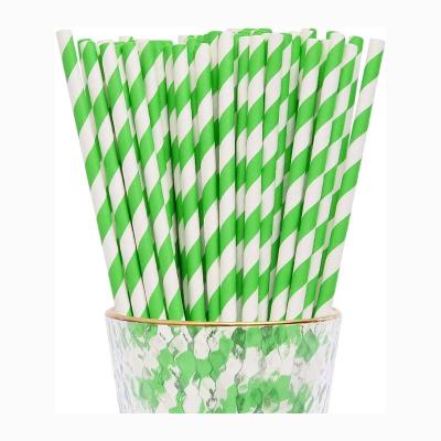 China Eco Friendly Green And White Striped Paper Straws For Smoothie Cocktail for sale