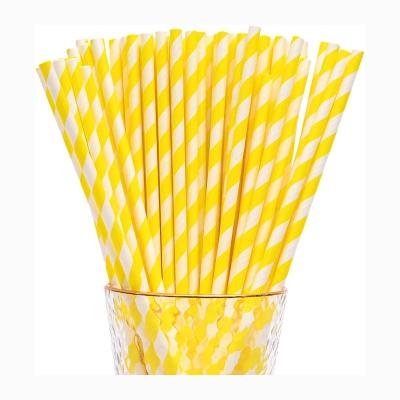 China Recyclable 8mm Paper Straws , Yellow And White Striped Straws For Cold Drink for sale