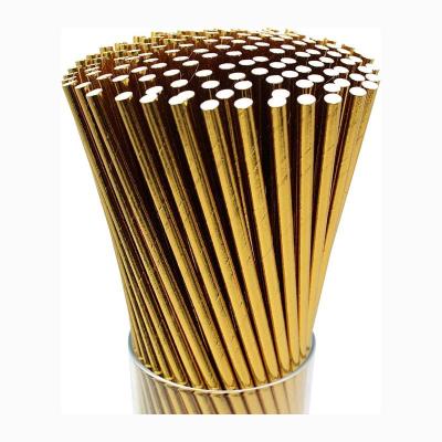 China OEM ODM Rose Gold Striped Straws , Recyclable Craft Paper Straws for sale