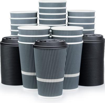 China 8oz 12oz 16oz Double Wall Disposable Coffee Cups Biodegradable With Lids for sale