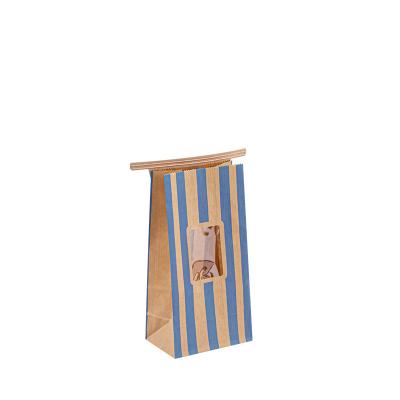 China Tin Tie Dessert Kraft Paper Bag With Window For Takeaway Fast Food for sale