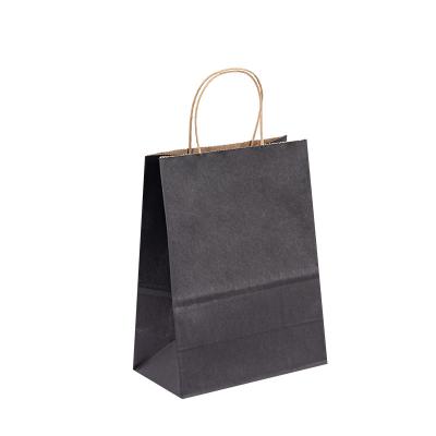中国 注文のクラフト紙の買い物袋はハンドルが付いているブラウン白く黒いクラフトの紙袋をリサイクルした 販売のため