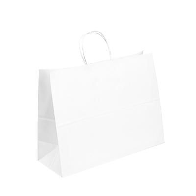 Chine Le T-shirt de papier imprimé fait sur commande met en sac le sac de papier blanc d'achats de métier de cadeau avec des poignées à vendre