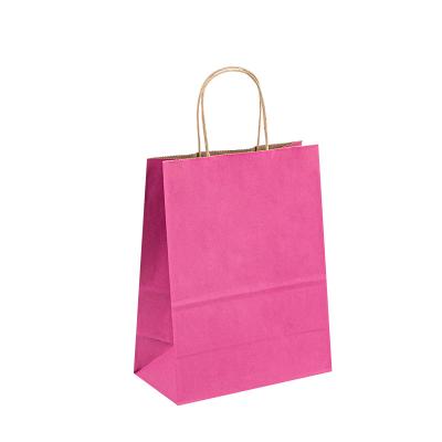 中国 ハンドルの衣類の小売りのピンクのギフト袋が付いている注文の買物をする包装の紙袋 販売のため