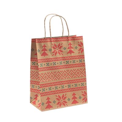 Китай Christmas Pattern Recyclable Handle Paper Bag Durable Gift Packaging Craft Bags with Handle продается