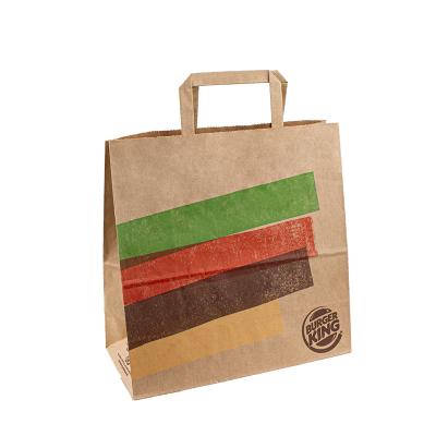 China Kraft Handle Paper Bags for Burger French Fries Chicken Takeout for sale