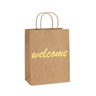 China CMYK / Pantone Printing Kraft Paper Shopping Bags Brown Paper Bags With Twist Rope Handles for sale