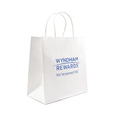 China 100gsm - 150gsm Paper Takeaway Bag White Twist Rope Handle Paper Bags for sale