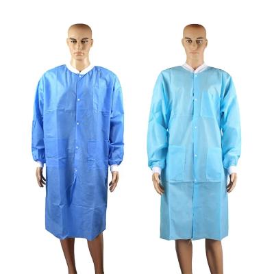 China SMS nonwoven visitor gown disposable lab coat lab gown for sale