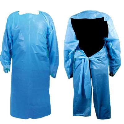 China Long Sleeve Disposable CPE Gown With Thumb Loop Cuff for sale