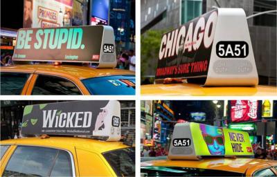 China P5 Double Sided Car Top Advertising Signs , Taxi Cab Roof Signs Wireless 3G/Wifi for sale