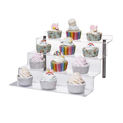 China 3 Tiers Custom Exquisite Clear Acrylic Dessert Display Cupcake Drinks Stand for sale