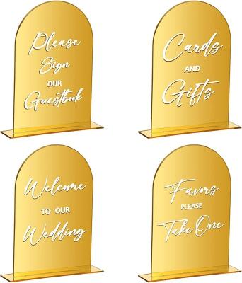 中国 4 Pcs Arched Round Top Acrylic Word Signs For Wedding Reception 販売のため