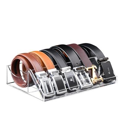 China 6 Compartments Acrylic Belt Display Stand Dismountable 3mm Thickness 22x15x57cm for sale