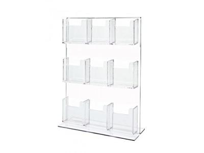 China 9 Pocket Vertical Acrylic Clear Board Freestanding With Sign Holder for sale