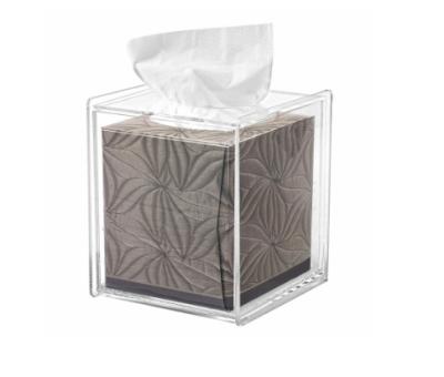 China Wall Mount Clear Acrylic Tissue Box Square 21.6x11.6x10cm for sale