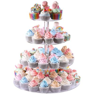 China Custom 3 4 5 Tier Acrylic Round Cupcake Stand For Wedding Party for sale