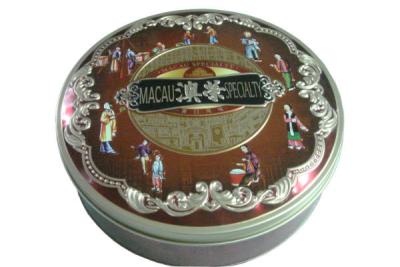 China Round Biscuit Tin Box Stainless Steel Large Empty Cookie Tins for sale