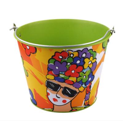 China Party Mini Metal Tin Buckets 0.35mm Decorative Pails Buckets for sale
