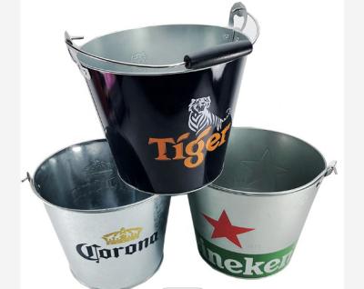 China 5L Large Beer Ice Bucket Galvanized Beer Buckets With Bottle Opener for sale