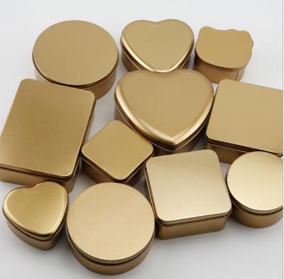 China Wedding Candy Gold Tin Containers 0.21mm Small Tin Jars for sale