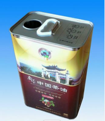 China Aceite de cocina de 1 galón Tin Can Plastic Handle Rectangular Tin Containers en venta