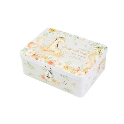 China Colorful Square Metal Tin Containers Frozen Food Drum Candy Gift Packing for sale