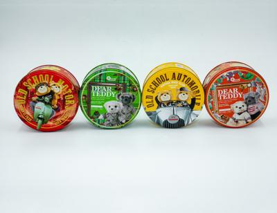 China Custom 0.21MM Bear Cookie Tin Cans Coffee Paint Round Tea Metal Tin Packaging for sale