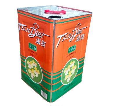 Chine l'huile de soja 15L peut feuille orange de fer-blanc d'impression pour l'emballage d'huile de friture à vendre