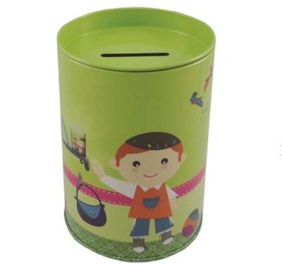 China 0.35mm Tinplate Custom Tin Cans Kids Tin Money Box Coin Storage for sale