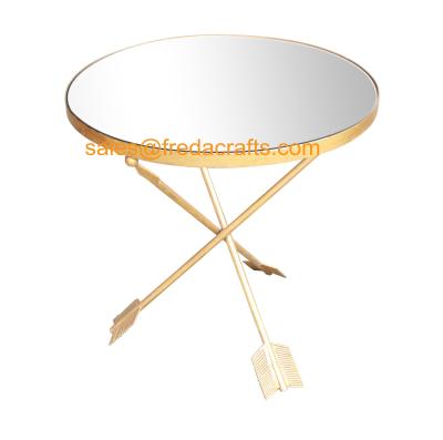 China Direct Factory Price Mirror Top Metal Based Side Top Gold Finish Livingroom Side Table for sale