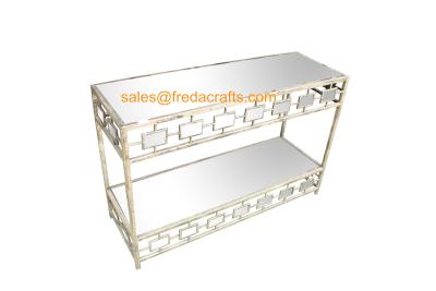 China Rectangle Metal Mordern Art Mirror Coffee Table Double Layer Classic Table for sale