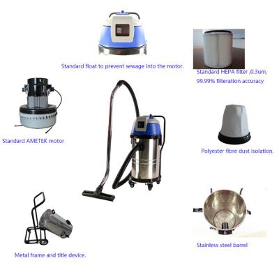 China Three Motors Industrial Wet Dry Vacuum Cleaners High Filtration Precision for sale