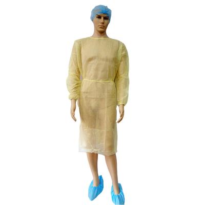 China Weave Breathable PE PP Film Polypropylene Isolation Gowns Elastic Neck for sale