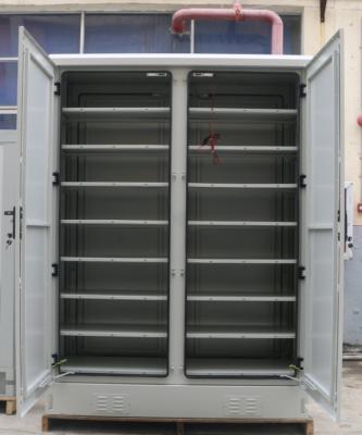 China Single Wall Two Bay Outdoor Battery Enclosure With 2 Layers Battery Bracket Front Doors for sale