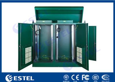 China Stainless Steel IP65 Outdoor Rack Cabinet Dual Bay Integrated With Intelligent Thermal Management for sale