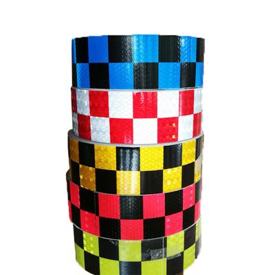 China Self Adhesive Critically Acclaimed Red+White Checkered Honeycomb Tape Blue Reflective Sticker For Traffic Warning Sign for sale