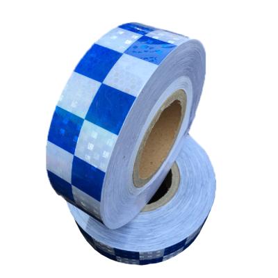 China Wholesale Good Price Self Adhesive Honeycomb Blue Reflective Tape Red+white Reflective Sticker For Traffic Warning Sign PVC Rolls 5CM*45.7M for sale