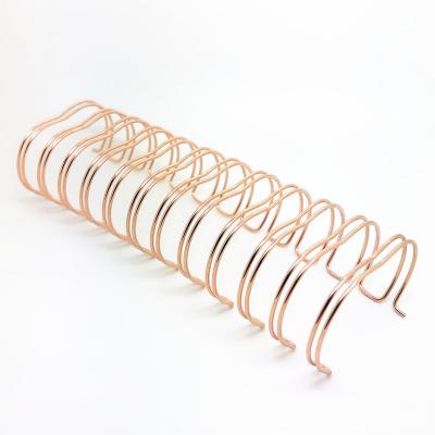 China 1.4mm Thick Rose Gold Coil Rose Gold Metallic Binding Spiral Wire Twin Loop for sale
