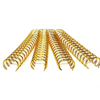 China 11.1 MM Gold Spiral Coils Gold Spiral Binding Gold Plating Double Loop Wire O For Calender for sale