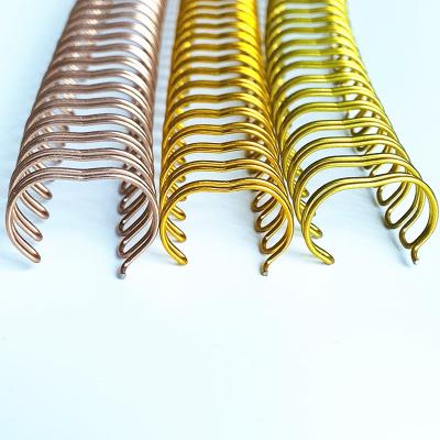 China Double Loop Wire Gold Spiral Binding Gold Wire O Binding 2:1 Pitch 1.3mm Thick for sale
