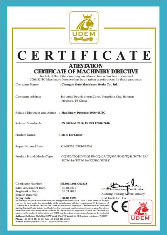 CE - Chengdu Gute Machinery Works Co., Ltd.