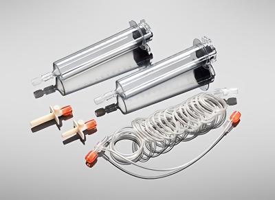 China 1-250cm Connecting Tube 2-65ml High Pressure Syringe Injector Double Cylinder for sale