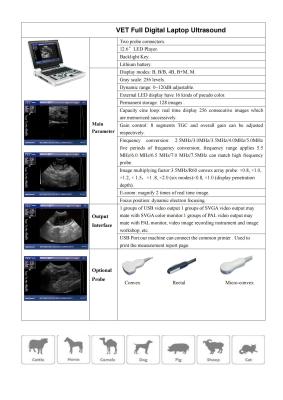 China Wearproof Veterinary Ultrasound Machine Sheep Ultrasound Scanner 12.1 Inch SVGA for sale