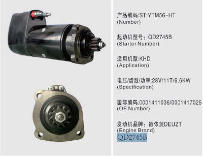 China 24V DEUZT Automotive Starter Motor 0001411036 0001417025 For KHD 05710958 5710958 for sale