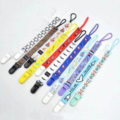 Chine Soother Holder Pacifier Chain Clip Ribbon Printed Baby Clips Baby Care à vendre