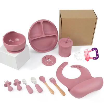 China Toddlers Suction Weaning Set Silicone Baby Feeding Set Dinner Tableware à venda
