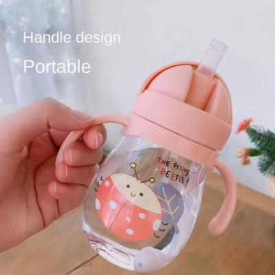 China 350ml Baby Sippy Water Cup Kid Handle Learn Feeding Drinking Bottle Anti-choking with Gravity Ball Kids Training Cup with Straw for sale