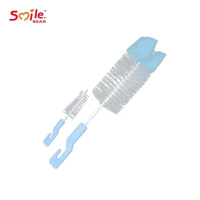 China Portable Infant Bottle Brush Baby Bottle Nipple Brush With Sponge en venta
