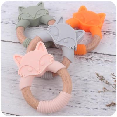 China Bpa Free New Animal Cartoon Natural Rubber  Fox Rabbit Silicone Pacifier Baby Chew Teething Teether Toy for sale